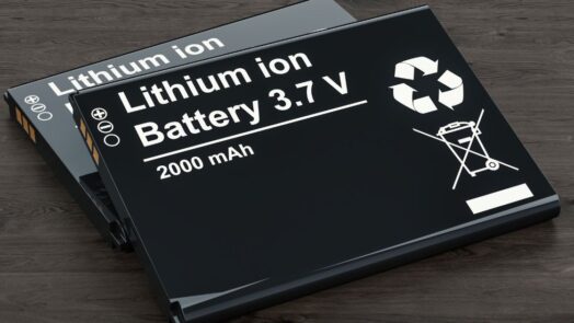 Batería de litio tipo LFP sobre fondo tecnológico, símbolo del avance en métodos electroquímicos para su reciclaje sostenible.