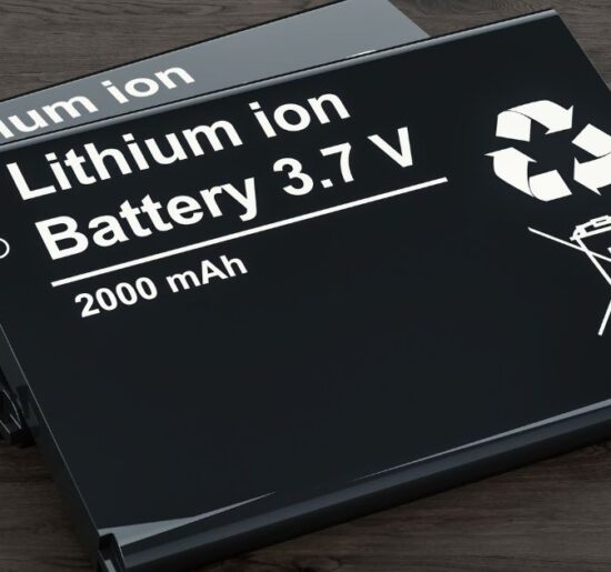 Batería de litio tipo LFP sobre fondo tecnológico, símbolo del avance en métodos electroquímicos para su reciclaje sostenible.