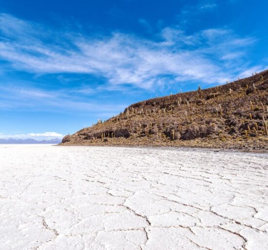 Vista de un salar en el norte argentino con montañas de fondo, representativo de las zonas de Jujuy y Catamarca donde se desarrollan proyectos de litio.