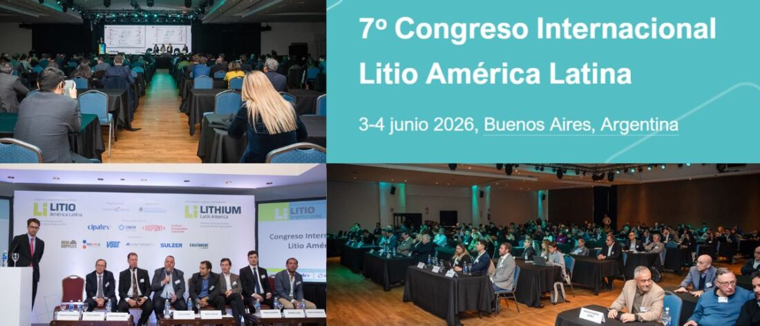 Collage de la edición anterior del Congreso Litio América Latina con conferencias, paneles y asistentes del sector del litio