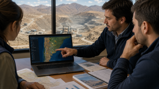 Profesionales analizan un mapa digital de proyectos mineros argentinos vinculado con Conectando Proyectos de CAEM.