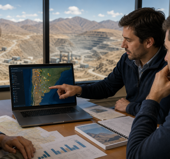 Profesionales analizan un mapa digital de proyectos mineros argentinos vinculado con Conectando Proyectos de CAEM.