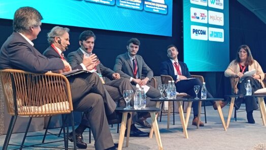 Panelistas reunidos en el escenario del seminario Litio en Sudamérica, en Jujuy, para analizar las oportunidades del litio argentino.